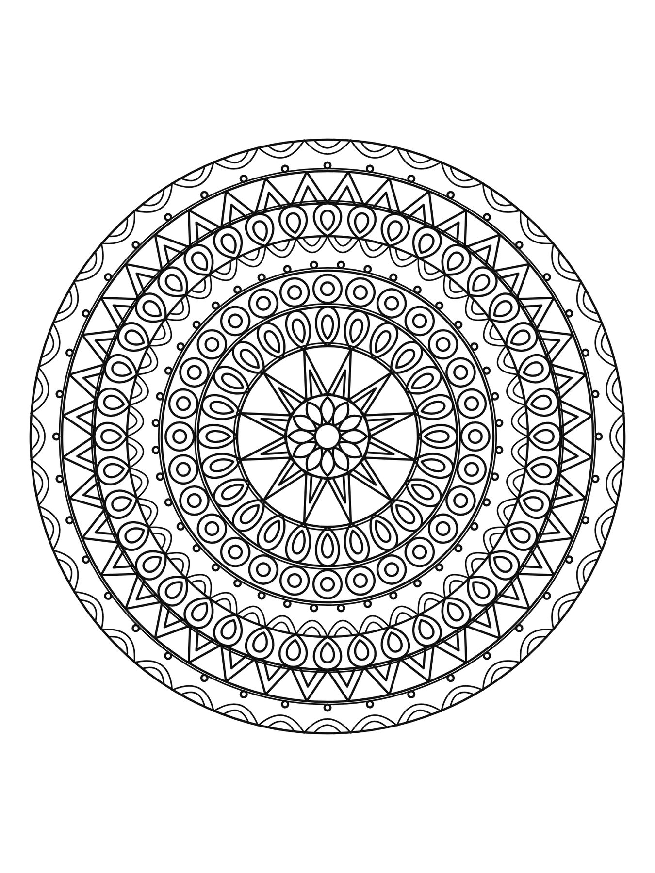 Mandala detalhada para adultos número 9 para colorir