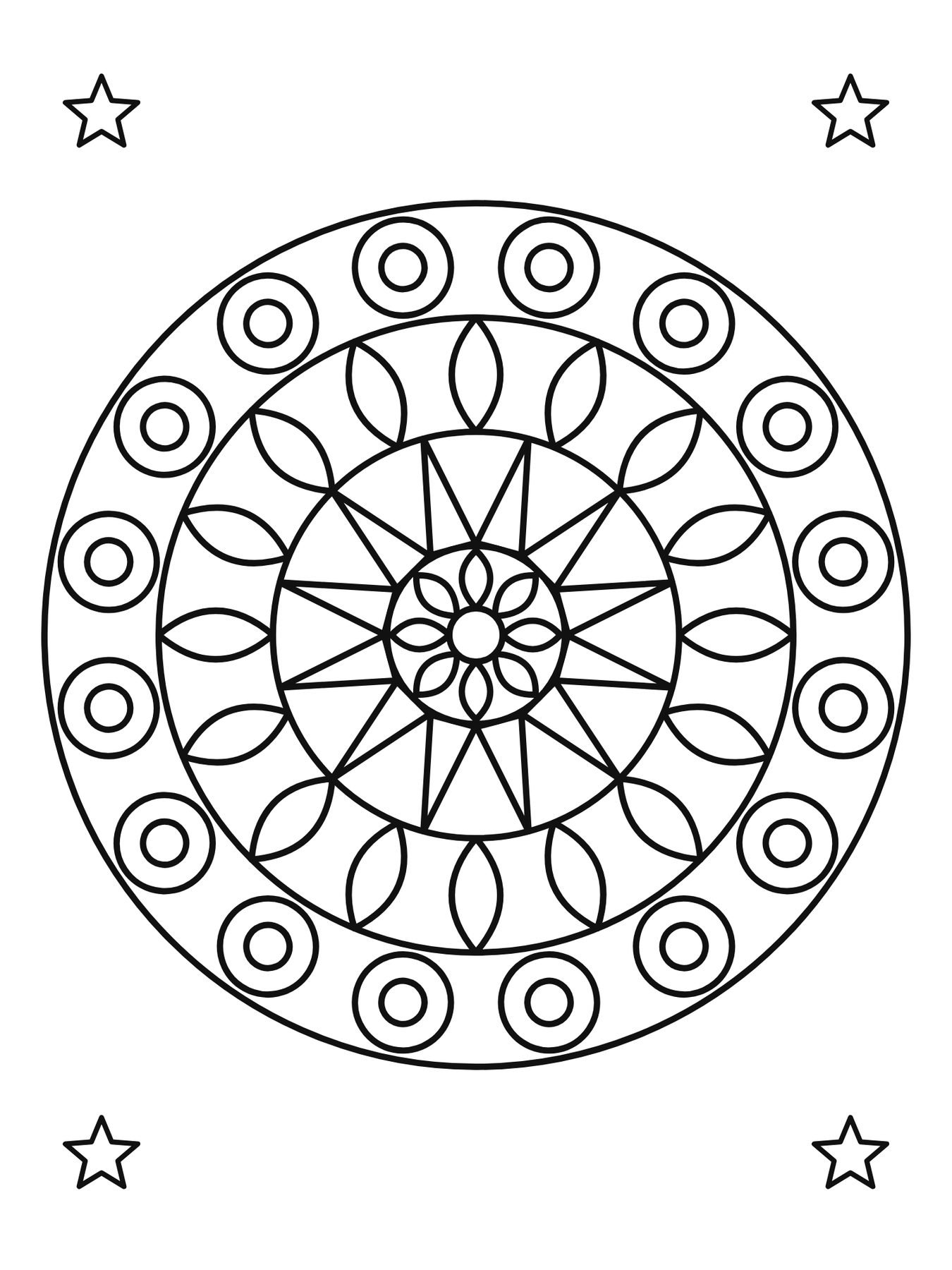 Mandala simples para crianças número 1 para colorir