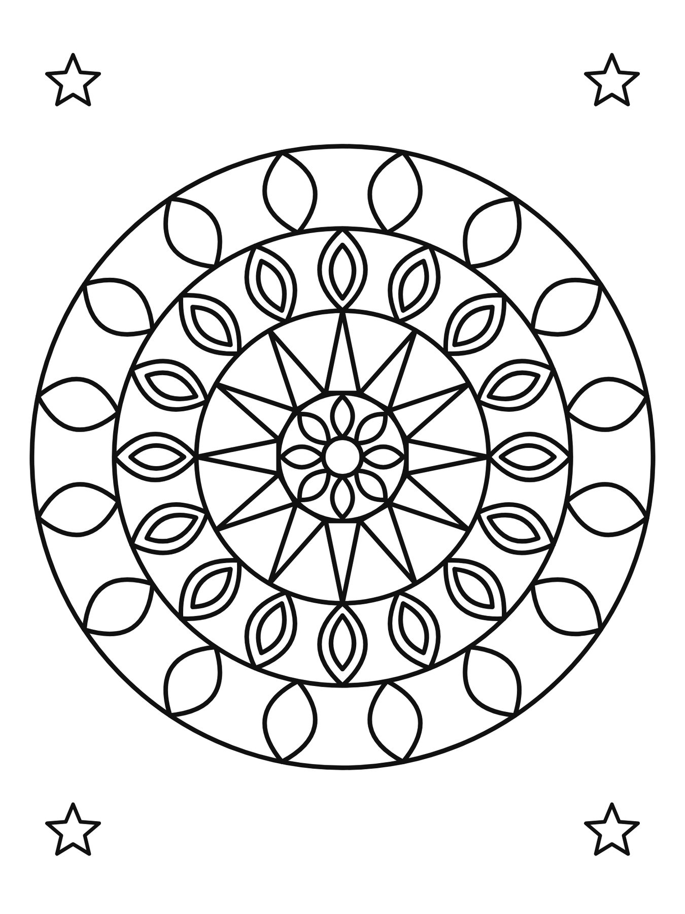 Mandala simples para crianças número 2 para colorir