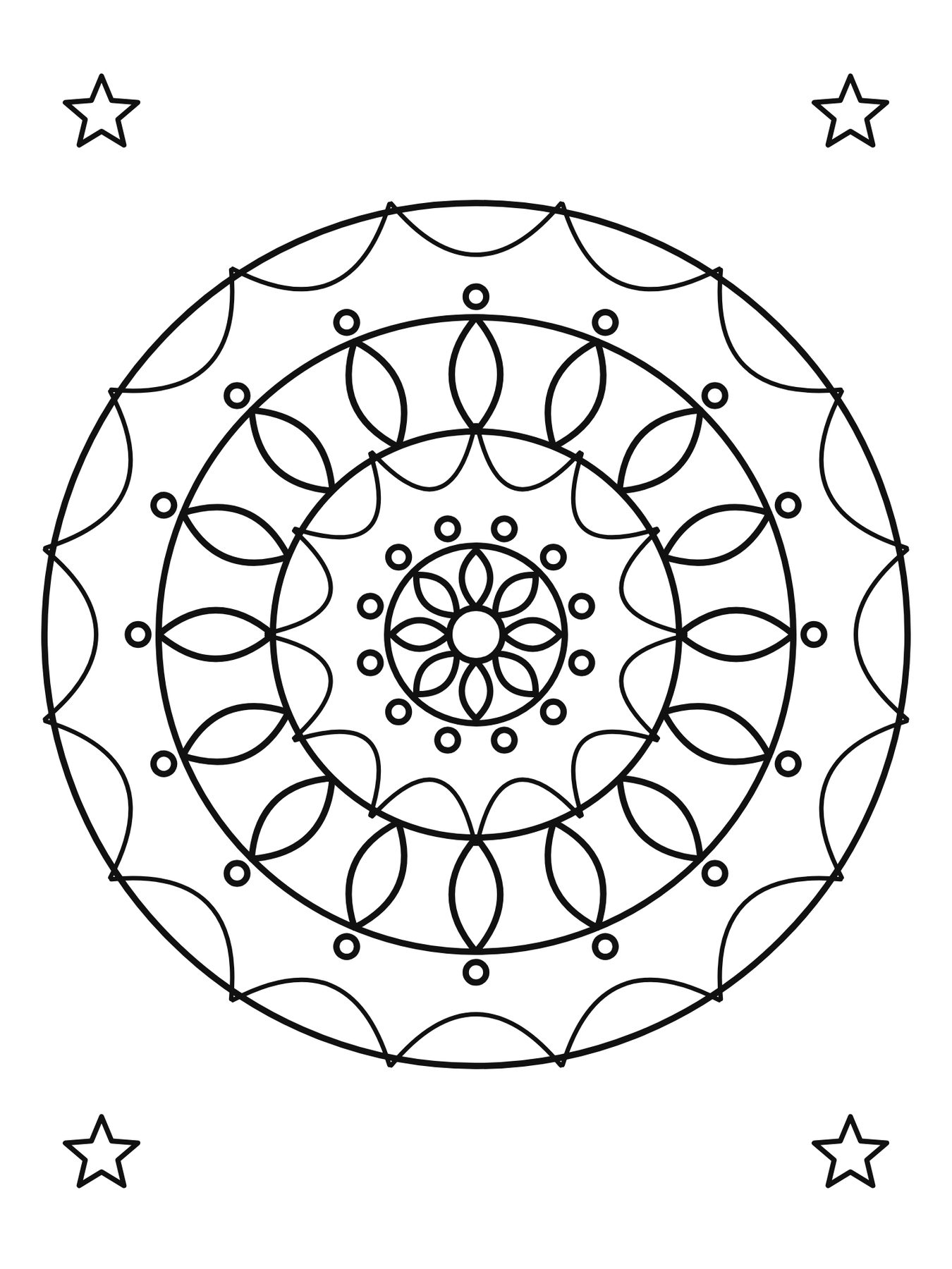Mandala simples para crianças número 3 para colorir