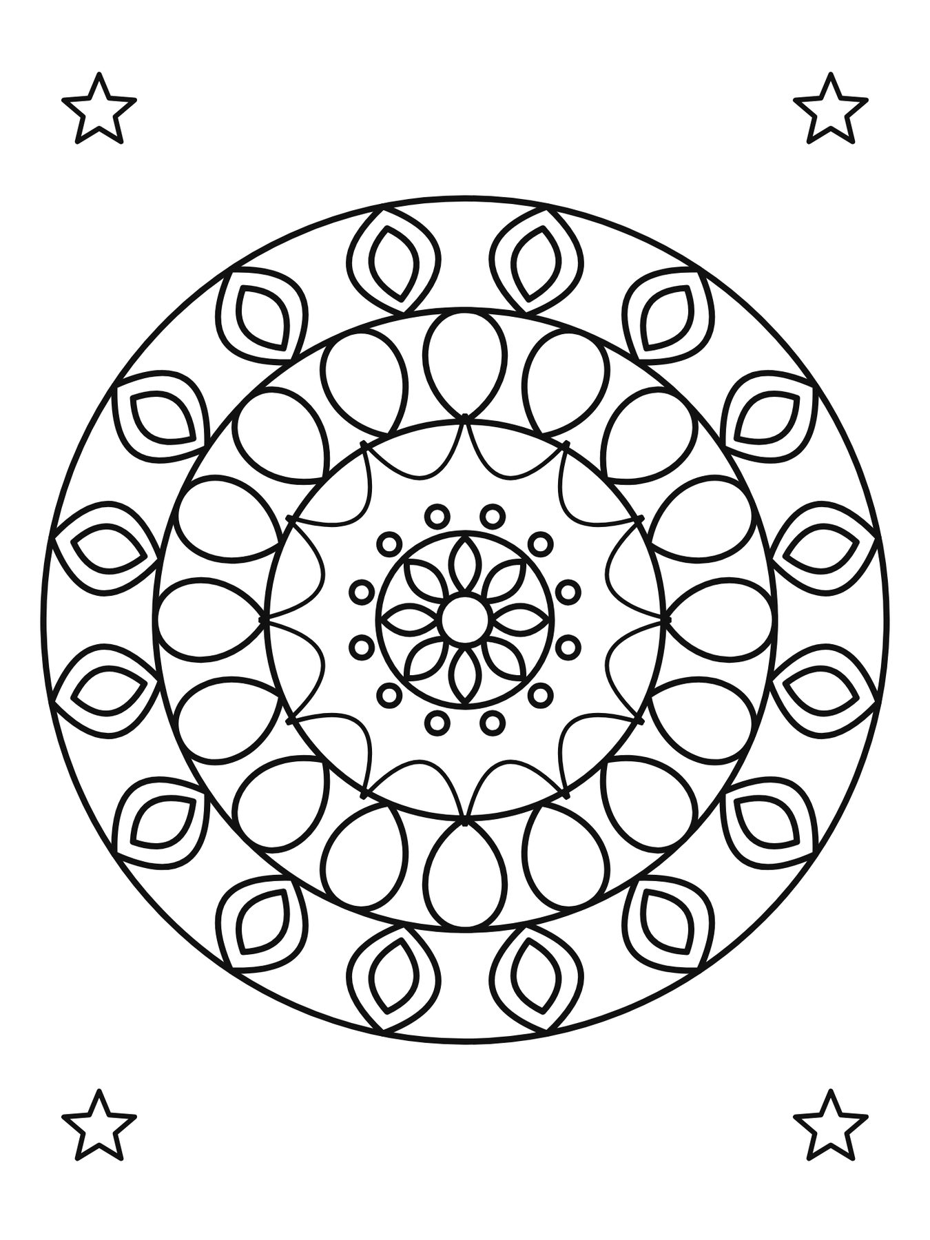 Mandala simples para crianças número 5 para colorir