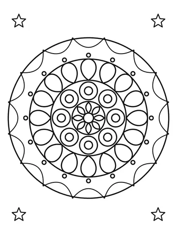 Mandala simples para crianças número 6 para colorir