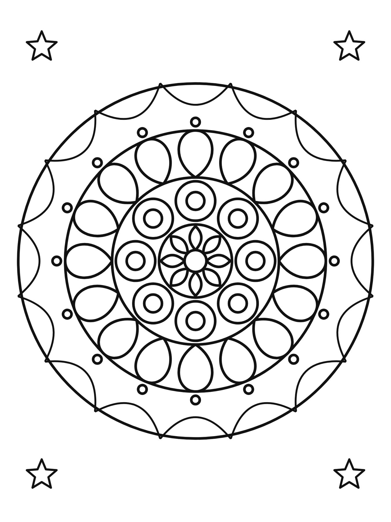 Mandala simples para crianças número 6 para colorir