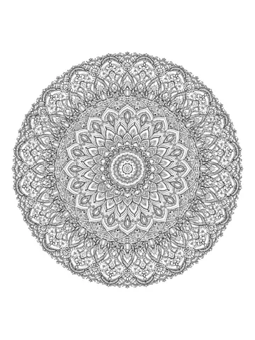 Desenho de mandala muito detalhada antiestresse para colorir