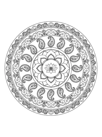 Desenho de mandala oriental detalhada para colorir