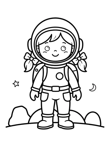 Desenho de menina astronauta para colorir