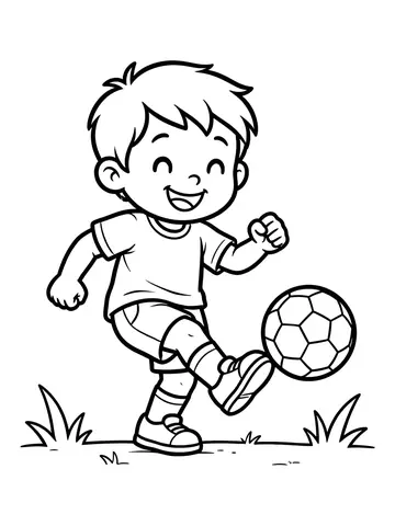 Desenho de menino jogando futebol para colorir