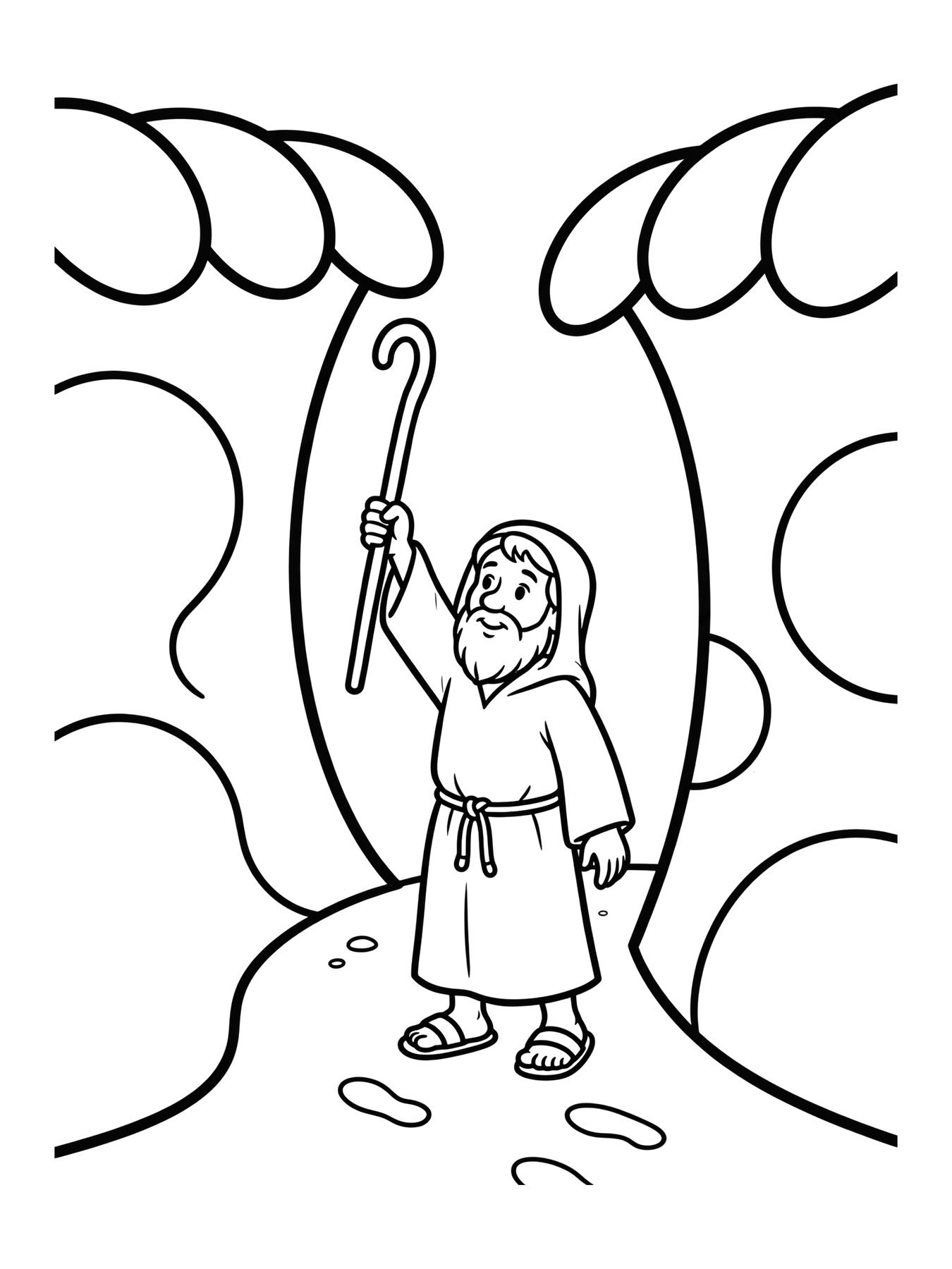 Desenho de moisés abrindo o mar para colorir