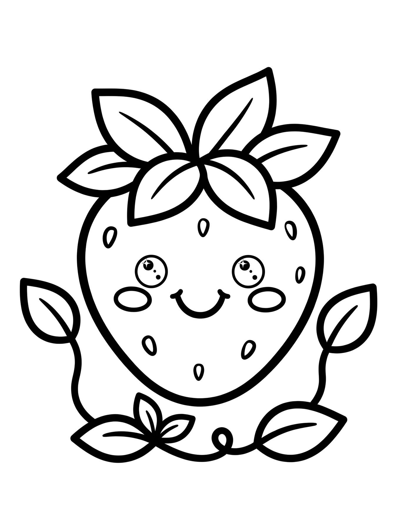 Desenho de morango sorridente para colorir