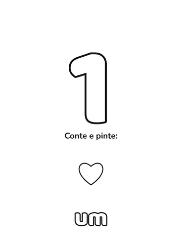 Número 1 grande para colorir com 1 figuras para contar