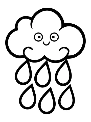 Desenho de nuvem com chuva simples para colorir