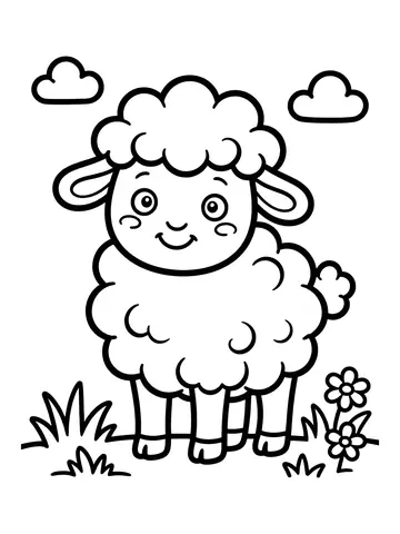 Desenho de ovelha fofa para colorir