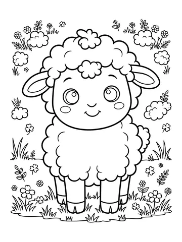 Desenho de ovelhinha fofa kawaii para colorir