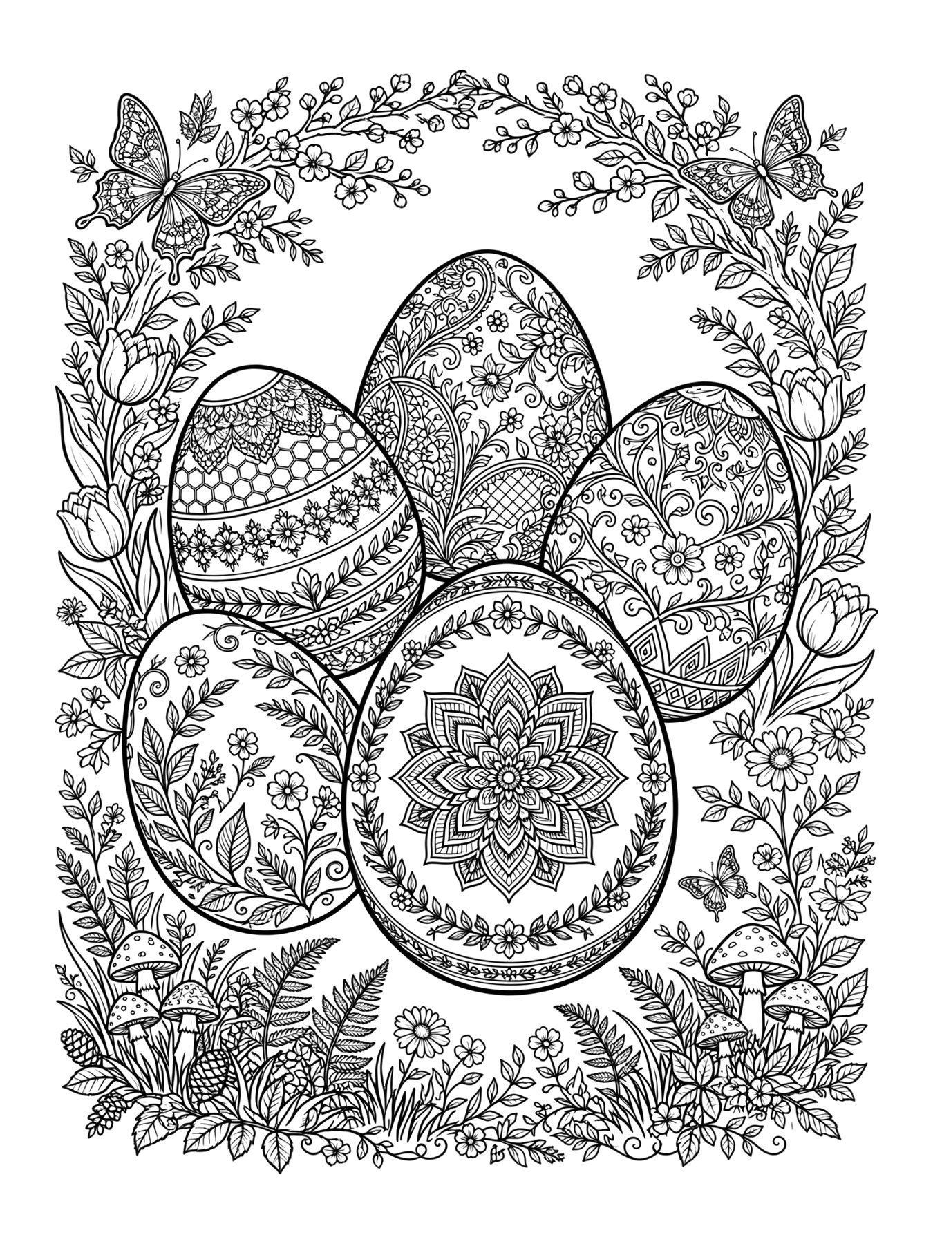 Desenho de ovos decorados para adultos para colorir
