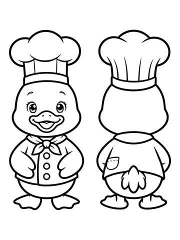 Desenho de paper duck com roupa de chef de cozinha para colorir