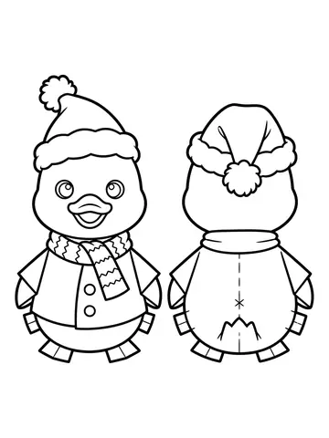 Desenho de paper duck com roupa de Natal para colorir