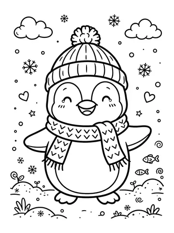 Desenho de pinguim kawaii para colorir