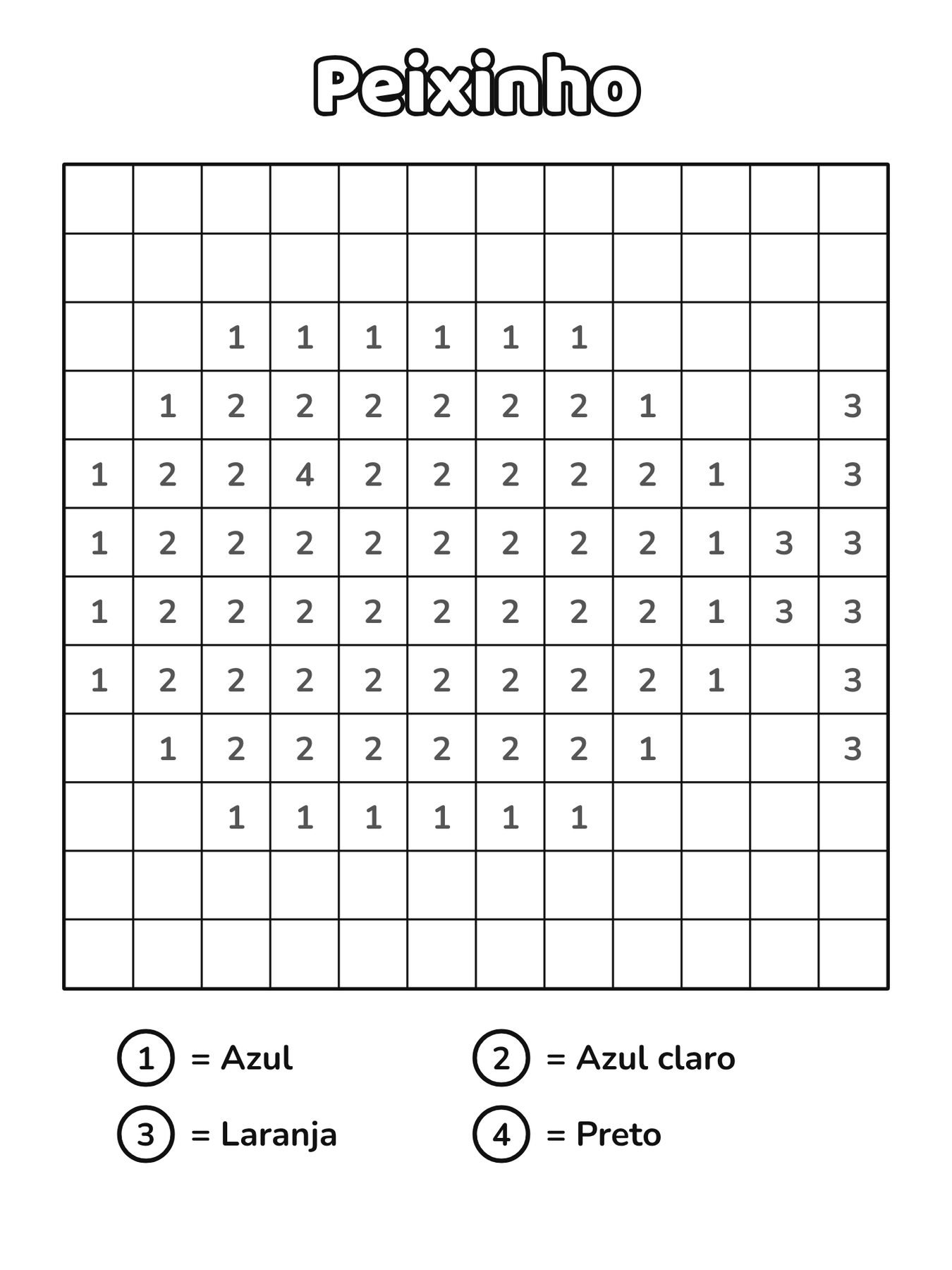 Peixinho em mosaico para pintar por números