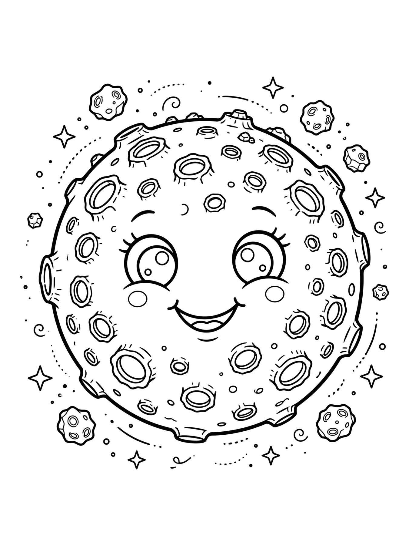 Desenho de planeta Mercúrio com crateras para colorir