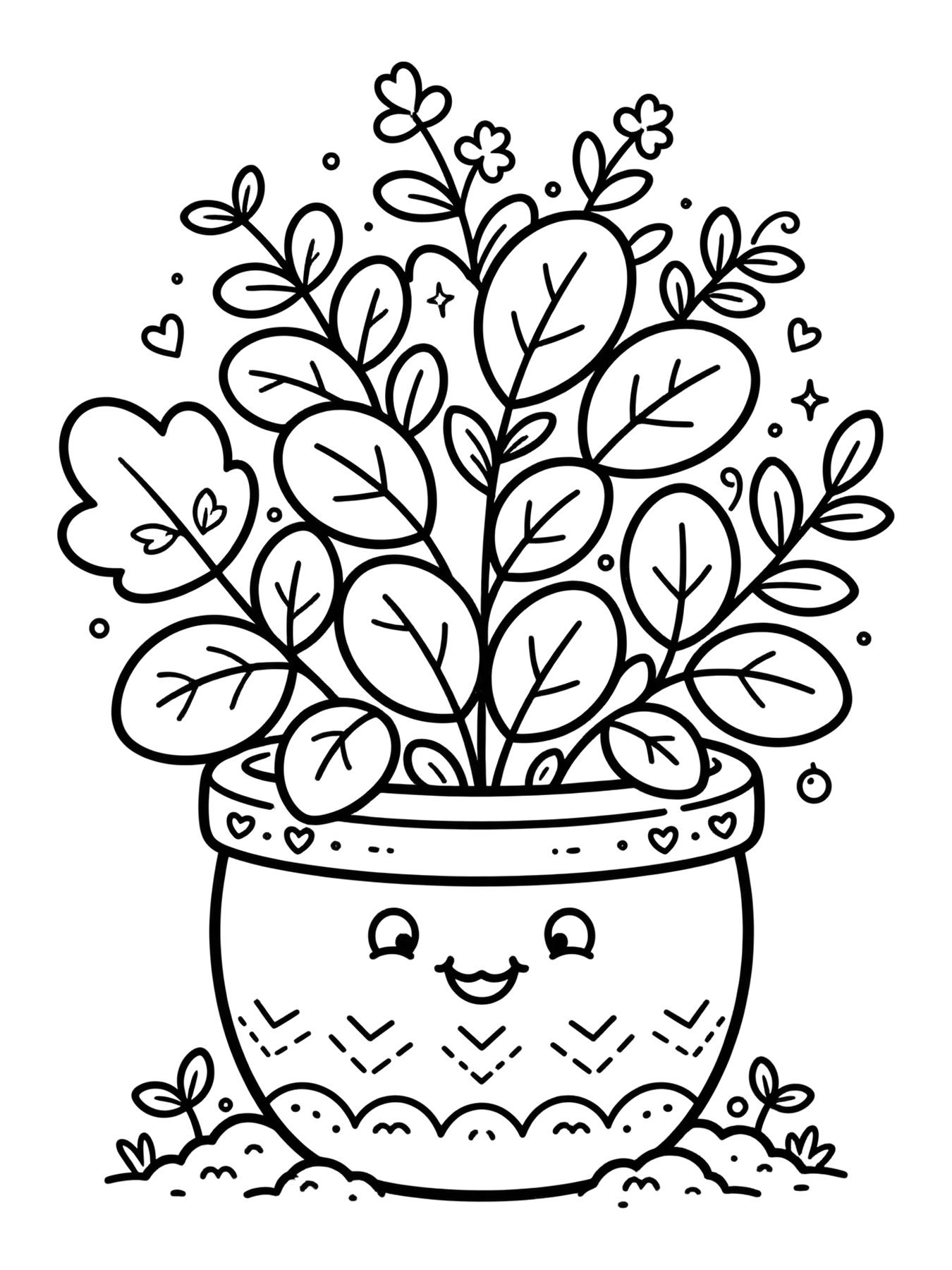 Desenho de planta kawaii para colorir