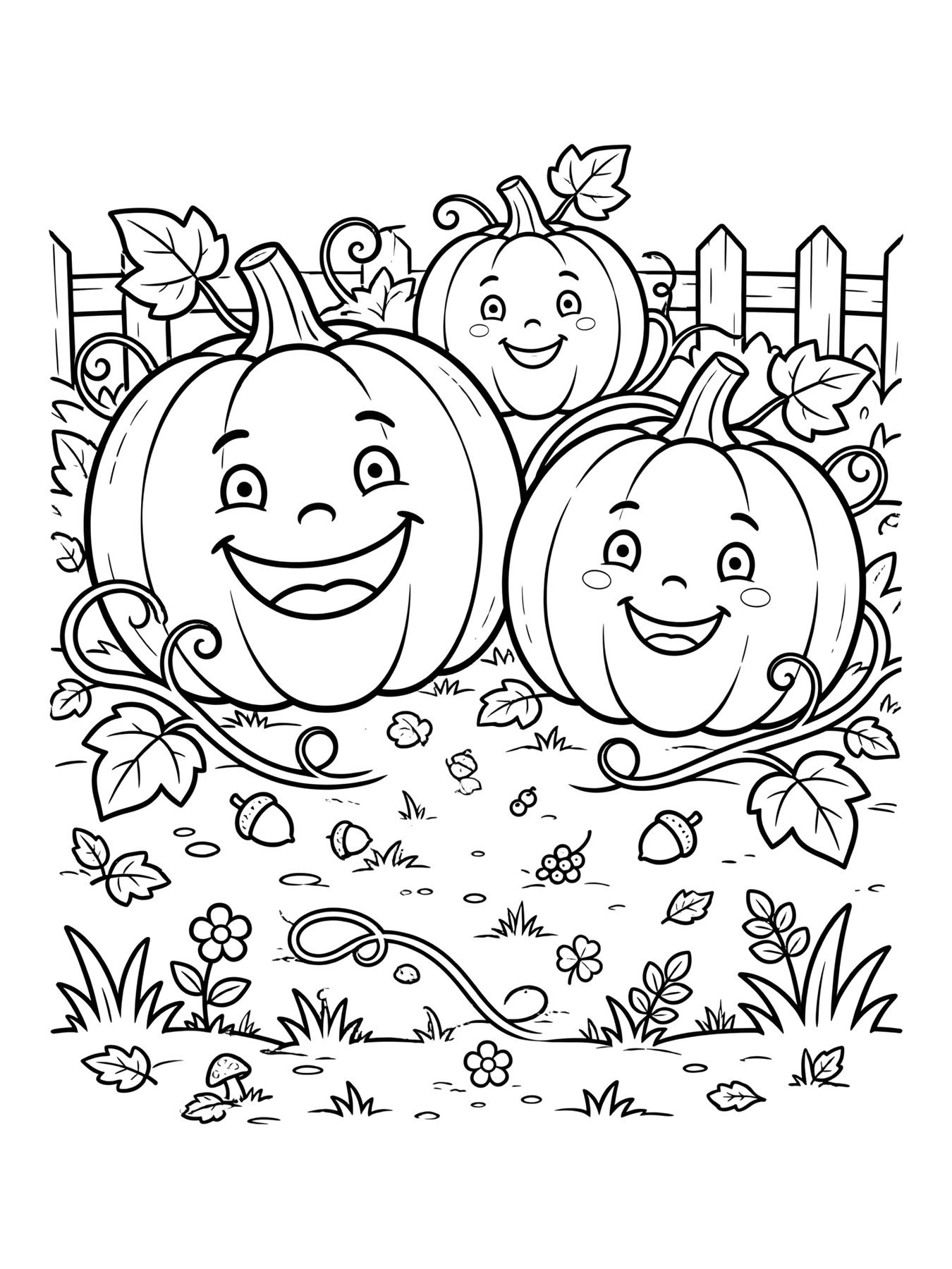 Desenho de plantação de abóboras para colorir