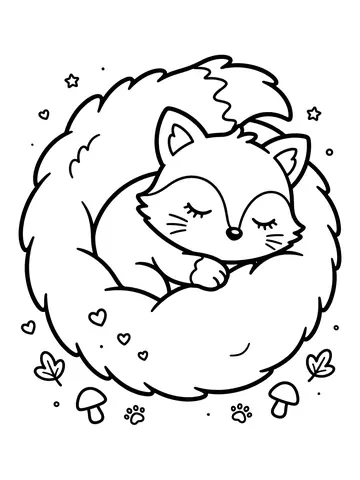 Desenho de raposa fofa dormindo para colorir