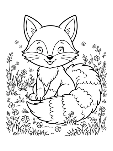 Desenho de raposa fofa para colorir