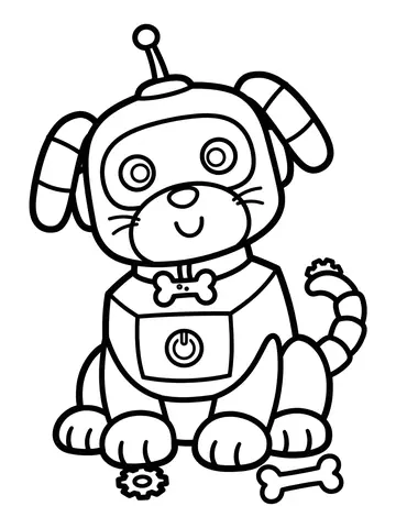 Desenho de robô cachorro para colorir
