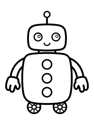 Desenho de robô com rodinhas para colorir