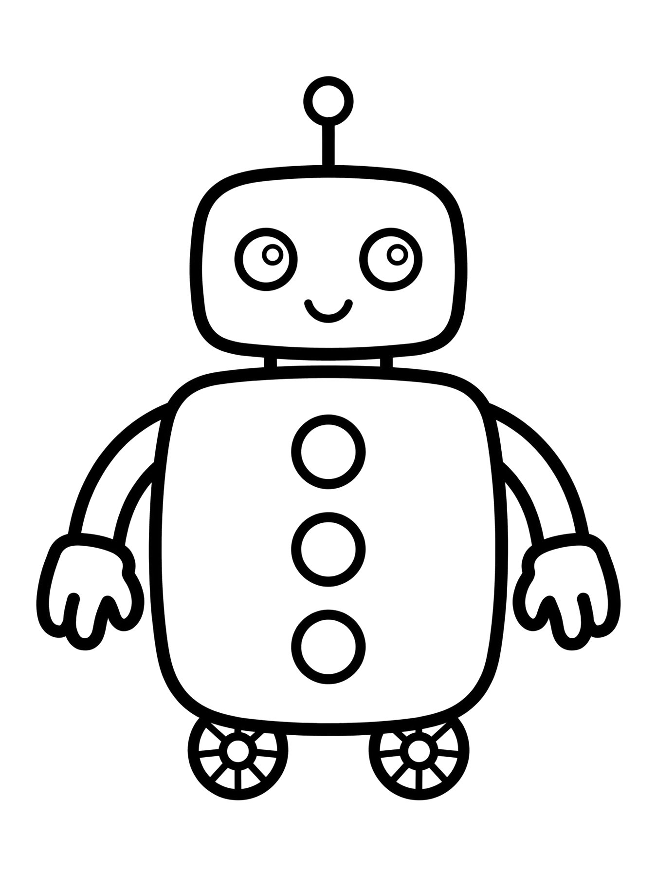 Desenho de robô com rodinhas para colorir