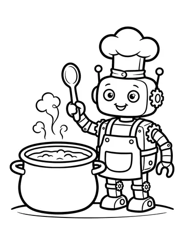 Desenho de robô cozinheiro para colorir