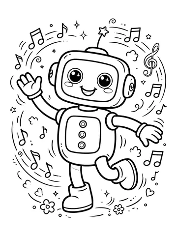 Desenho de robô dançando para colorir