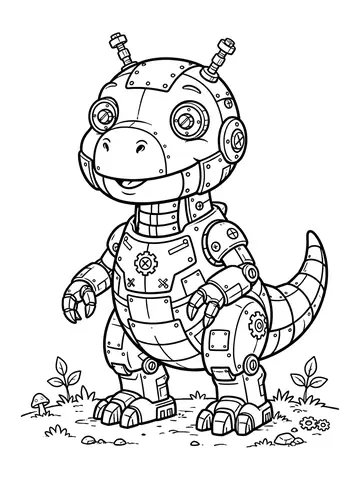 Desenho de robô dinossauro para colorir
