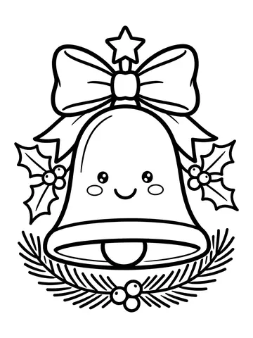 Desenho de sino de Natal com laço para colorir