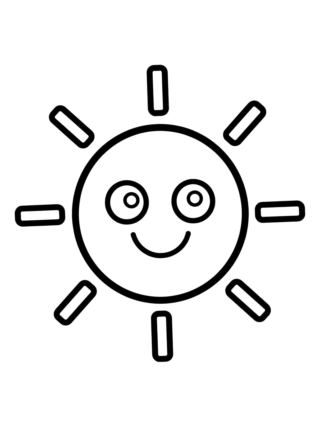 Desenho de sol sorridente simples para colorir