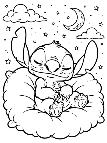 Desenho de Stitch dormindo para colorir