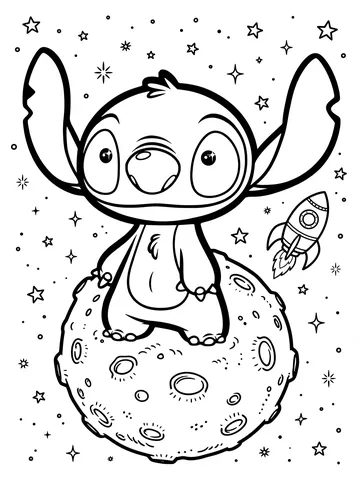 Desenho de Stitch no espaco para colorir