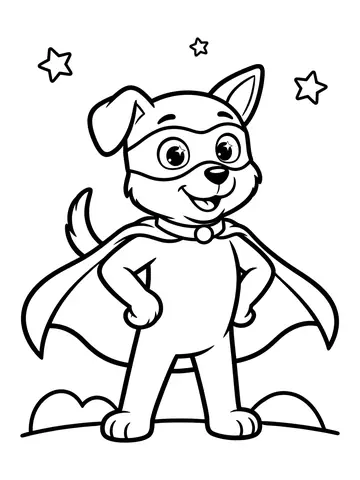 Desenho de super-herói original cachorro com capa para colorir