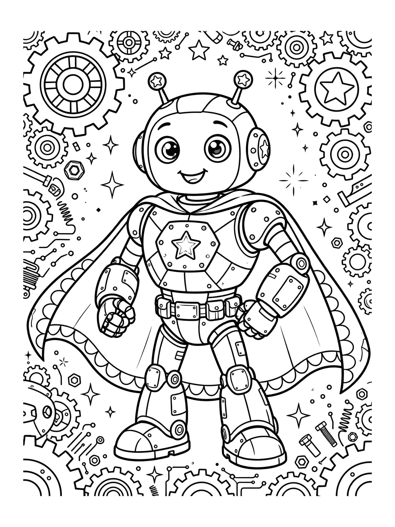 Desenho de super-herói original robô amigo para colorir