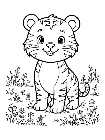 Desenho de tigre fofo para colorir