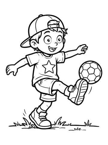 Desenho de tito chutando bola de futebol para colorir