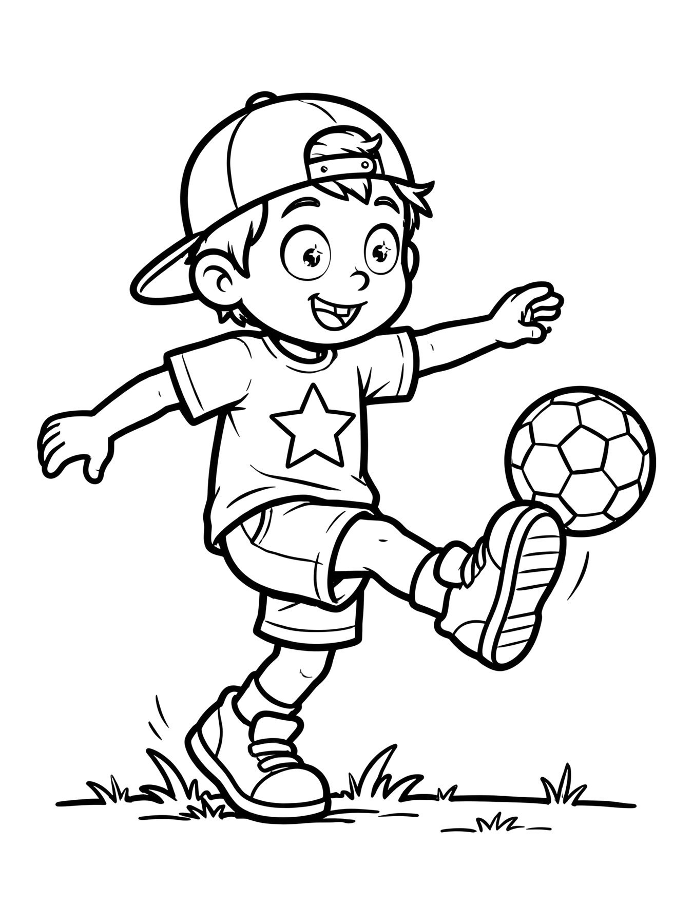Desenho de tito chutando bola de futebol para colorir