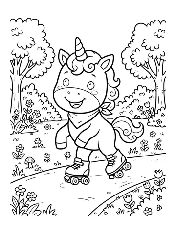 Desenho de unicórnio de patins para colorir