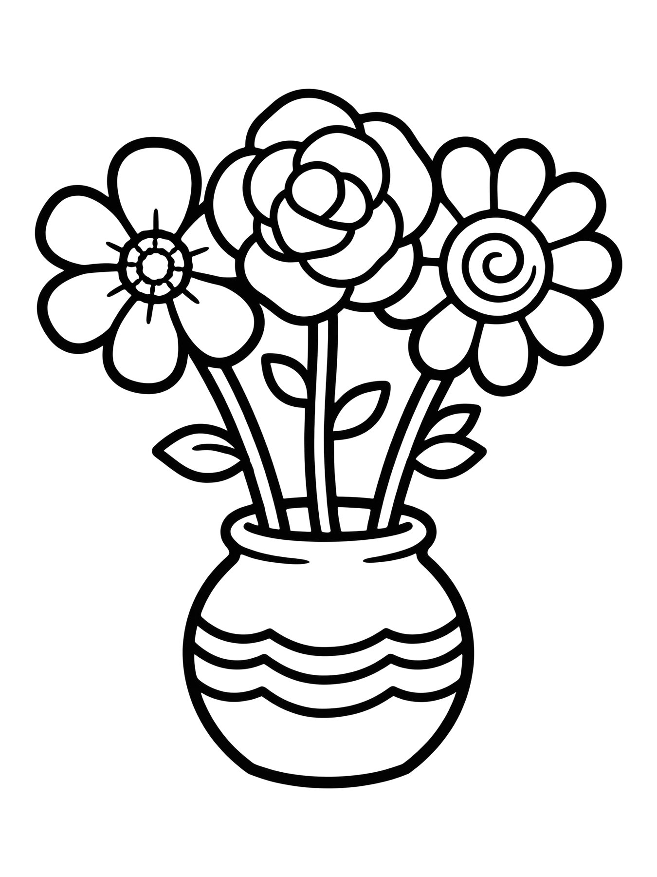 Desenho de vaso de flores para colorir
