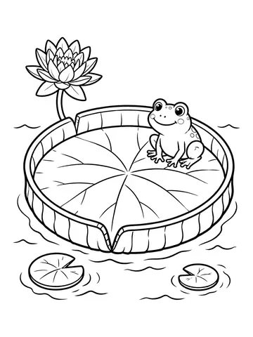 Desenho de vitória-régia com sapo para colorir