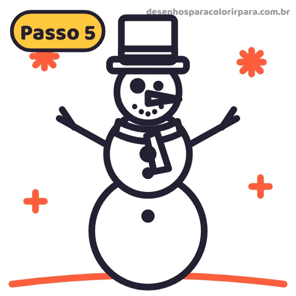 Passo 5: boneco de neve completo com flocos de neve