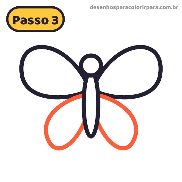 Passo 3: asas inferiores da borboleta