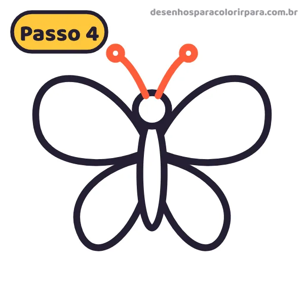 Passo 4: antenas e rosto da borboleta
