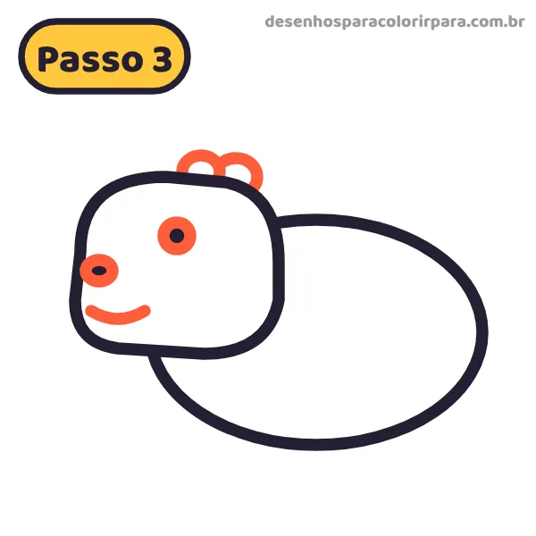 Passo 3: orelhas, olho, narina e boca da capivara